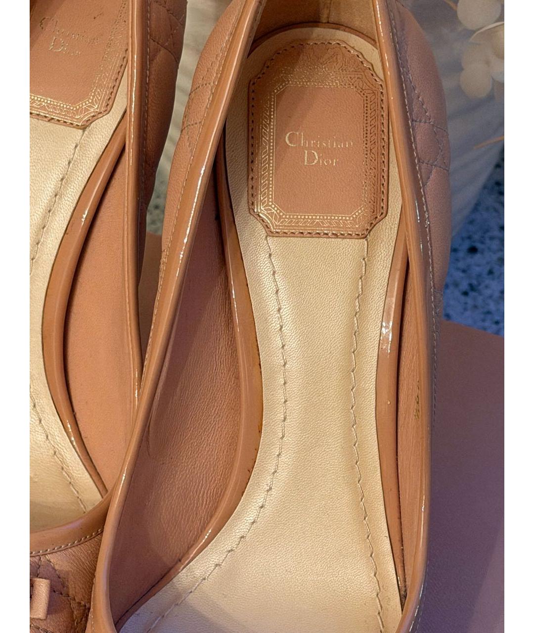 CHRISTIAN DIOR Бежевые кожаные туфли, фото 6
