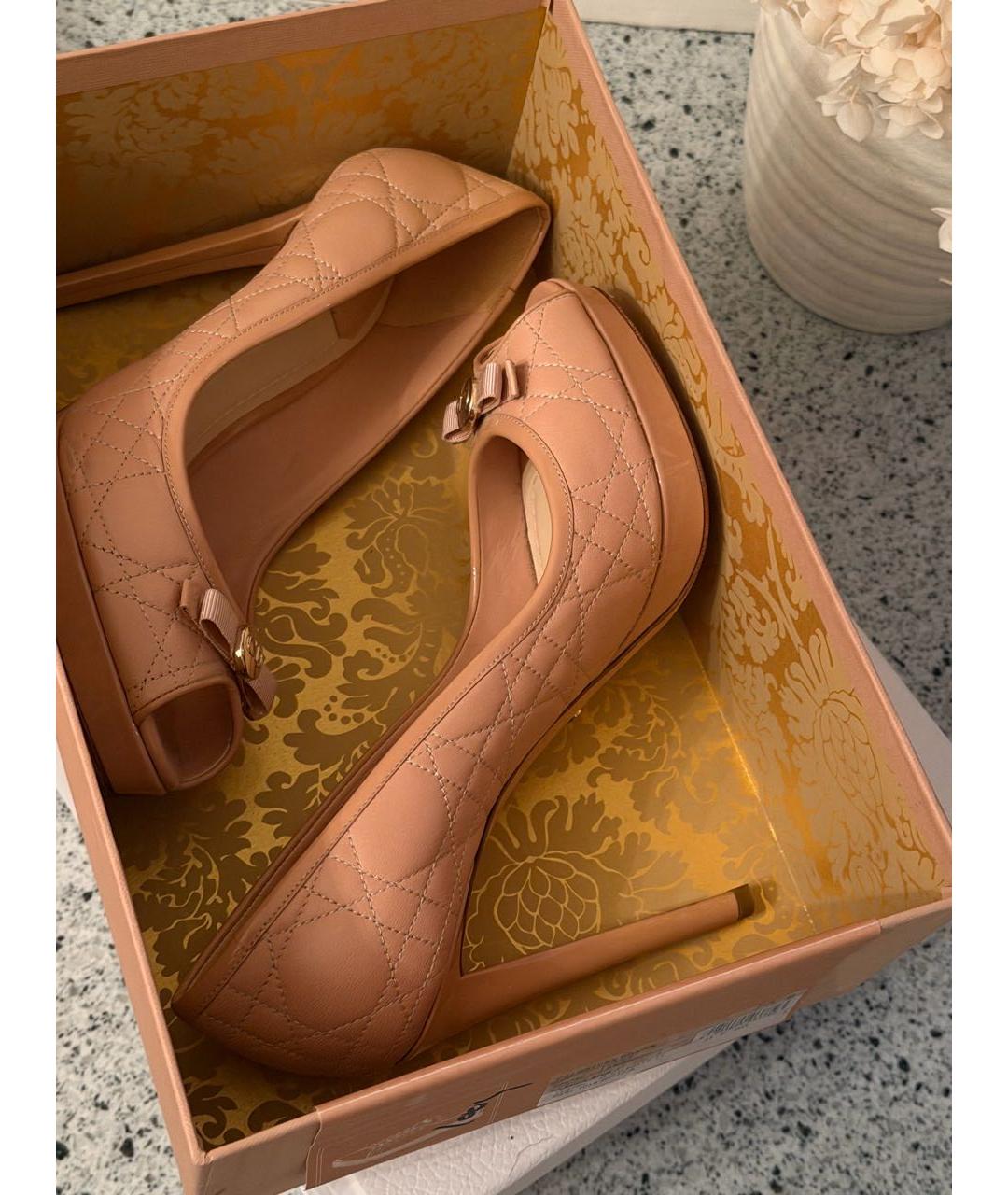 CHRISTIAN DIOR Бежевые кожаные туфли, фото 4