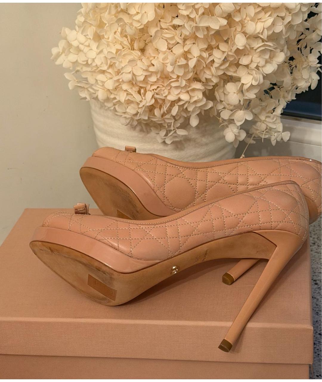 CHRISTIAN DIOR Бежевые кожаные туфли, фото 7