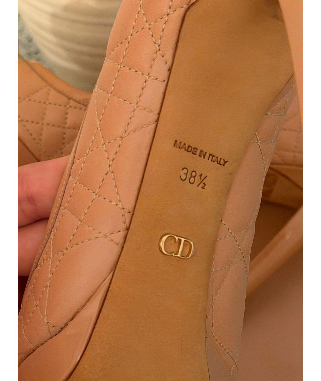 CHRISTIAN DIOR Бежевые кожаные туфли, фото 3