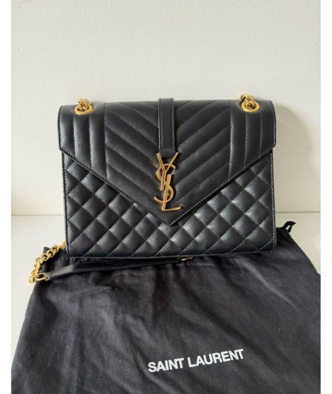SAINT LAURENT Черная кожаная сумка через плечо, фото 2