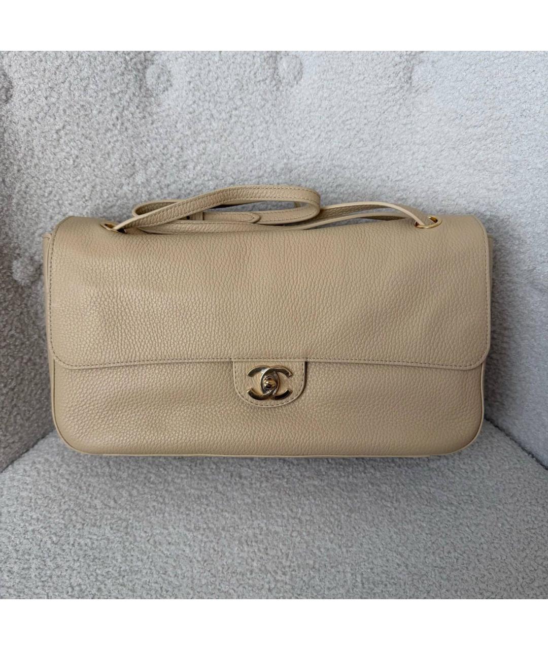 CHANEL Бежевая кожаная сумка через плечо, фото 2