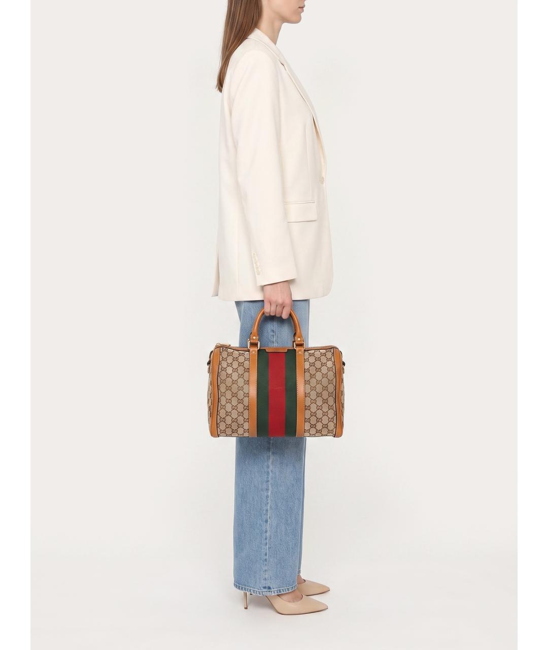 GUCCI Бежевая кожаная сумка с короткими ручками, фото 8