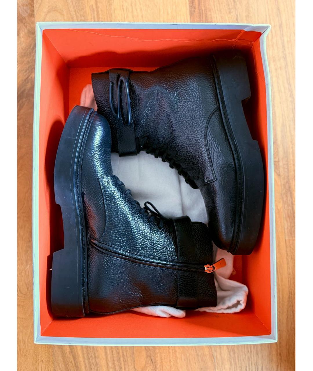 SANTONI Черные кожаные ботинки, фото 5