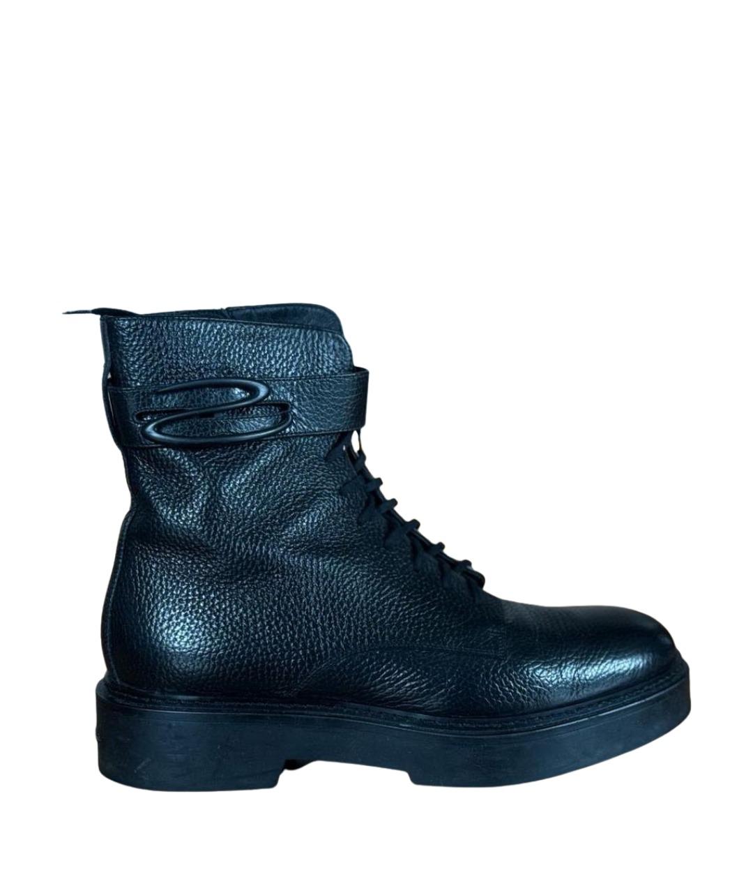 SANTONI Черные кожаные ботинки, фото 1