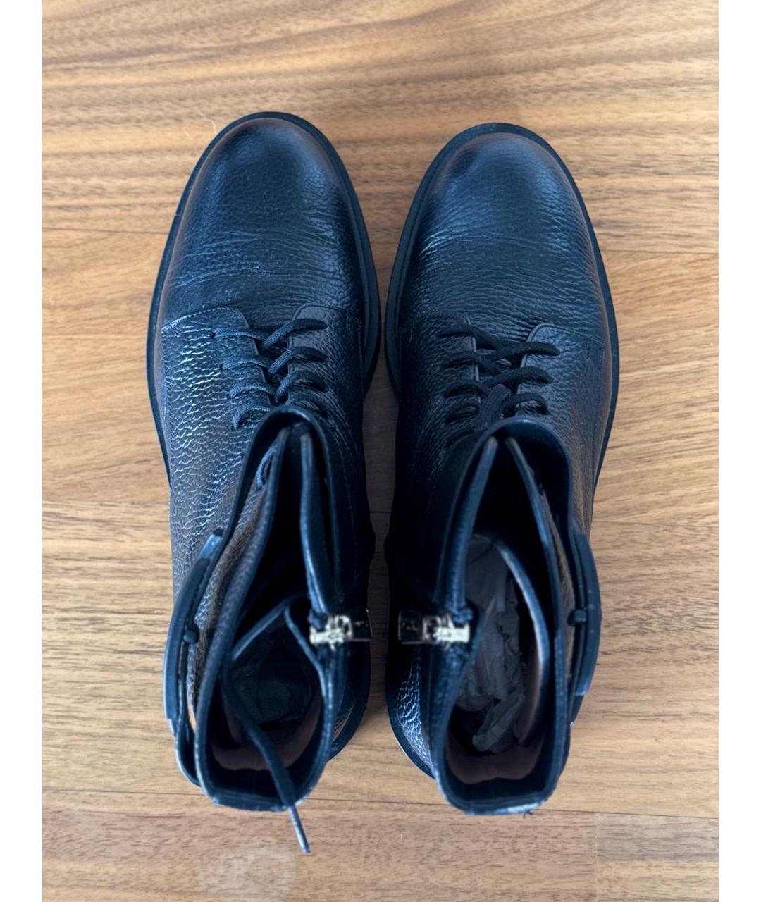 SANTONI Черные кожаные ботинки, фото 3