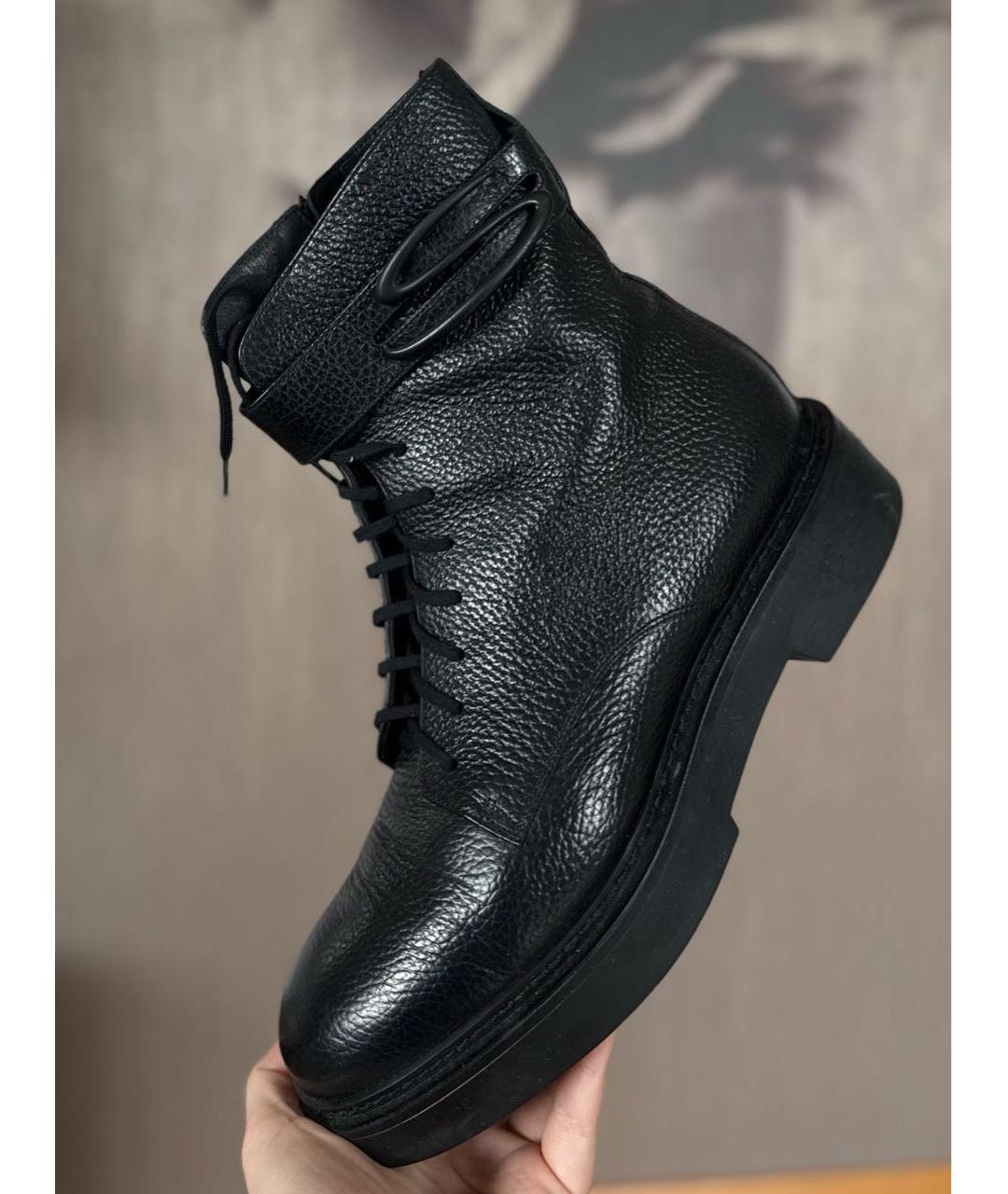 SANTONI Черные кожаные ботинки, фото 6
