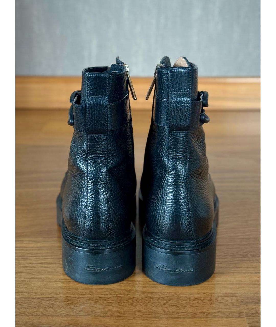 SANTONI Черные кожаные ботинки, фото 4