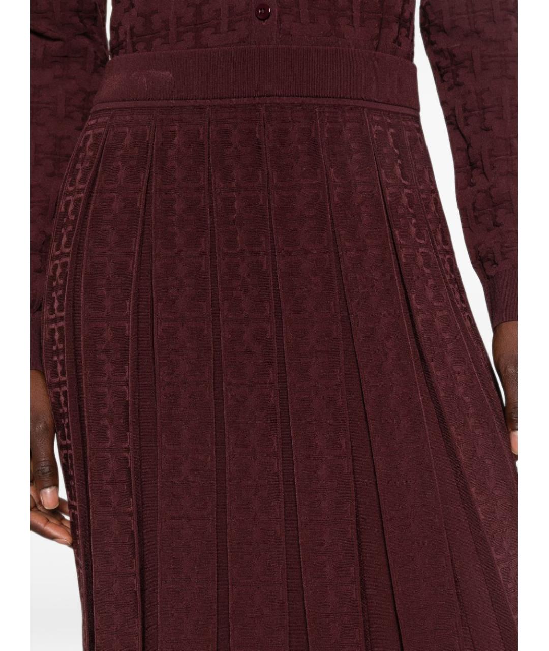 TORY BURCH Бордовая юбка миди, фото 5