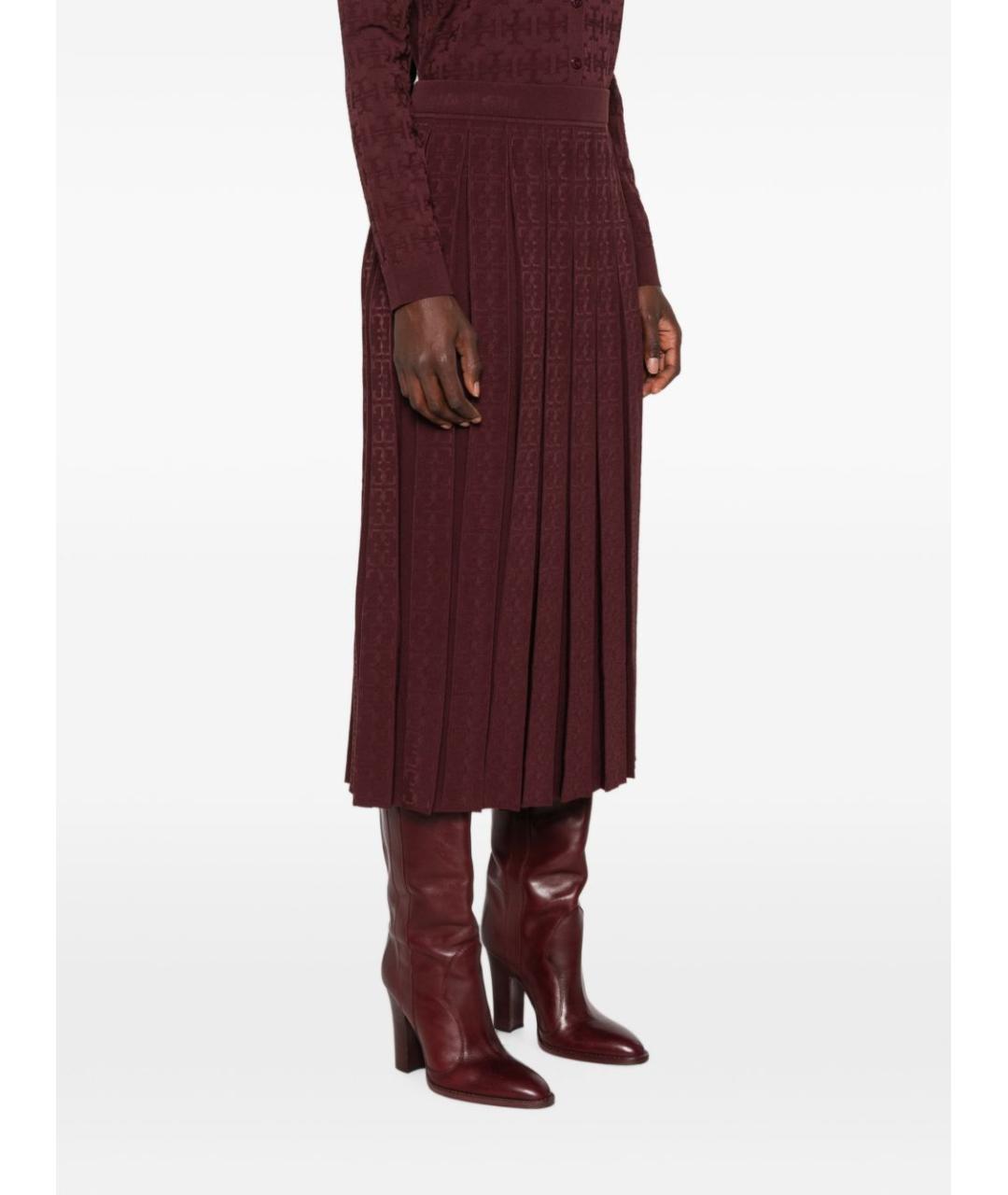TORY BURCH Бордовая юбка миди, фото 3