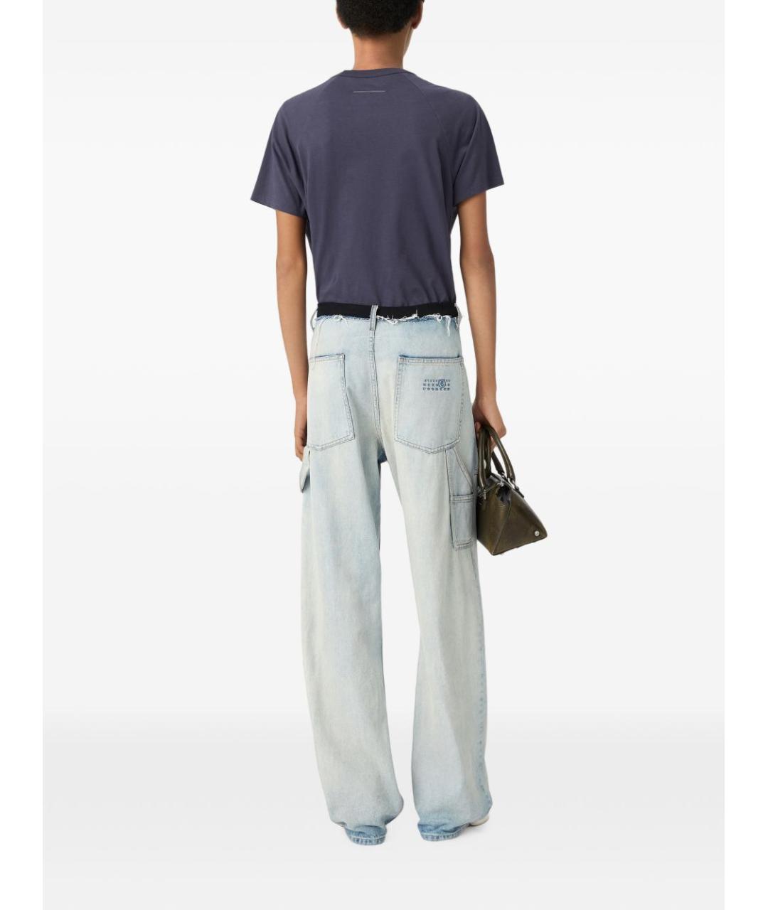 MM6 MAISON MARGIELA Голубые хлопковые прямые джинсы, фото 5
