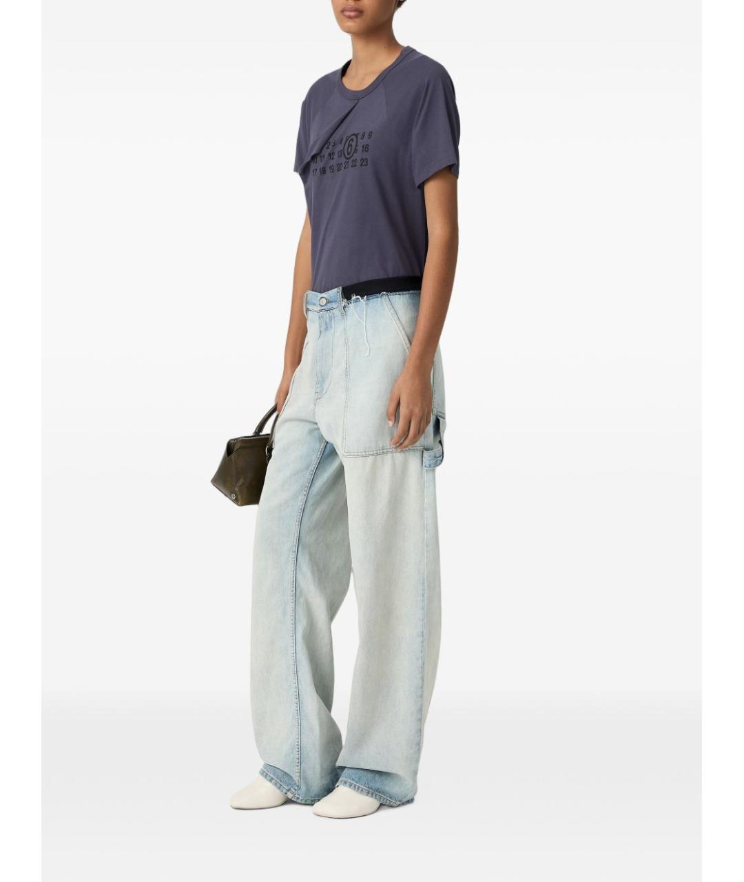 MM6 MAISON MARGIELA Голубые хлопковые прямые джинсы, фото 4