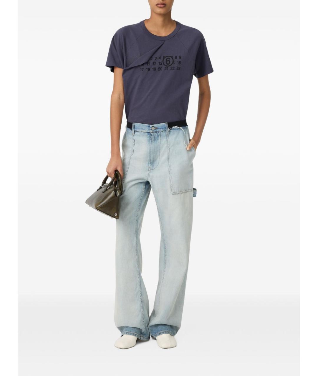 MM6 MAISON MARGIELA Голубые хлопковые прямые джинсы, фото 7