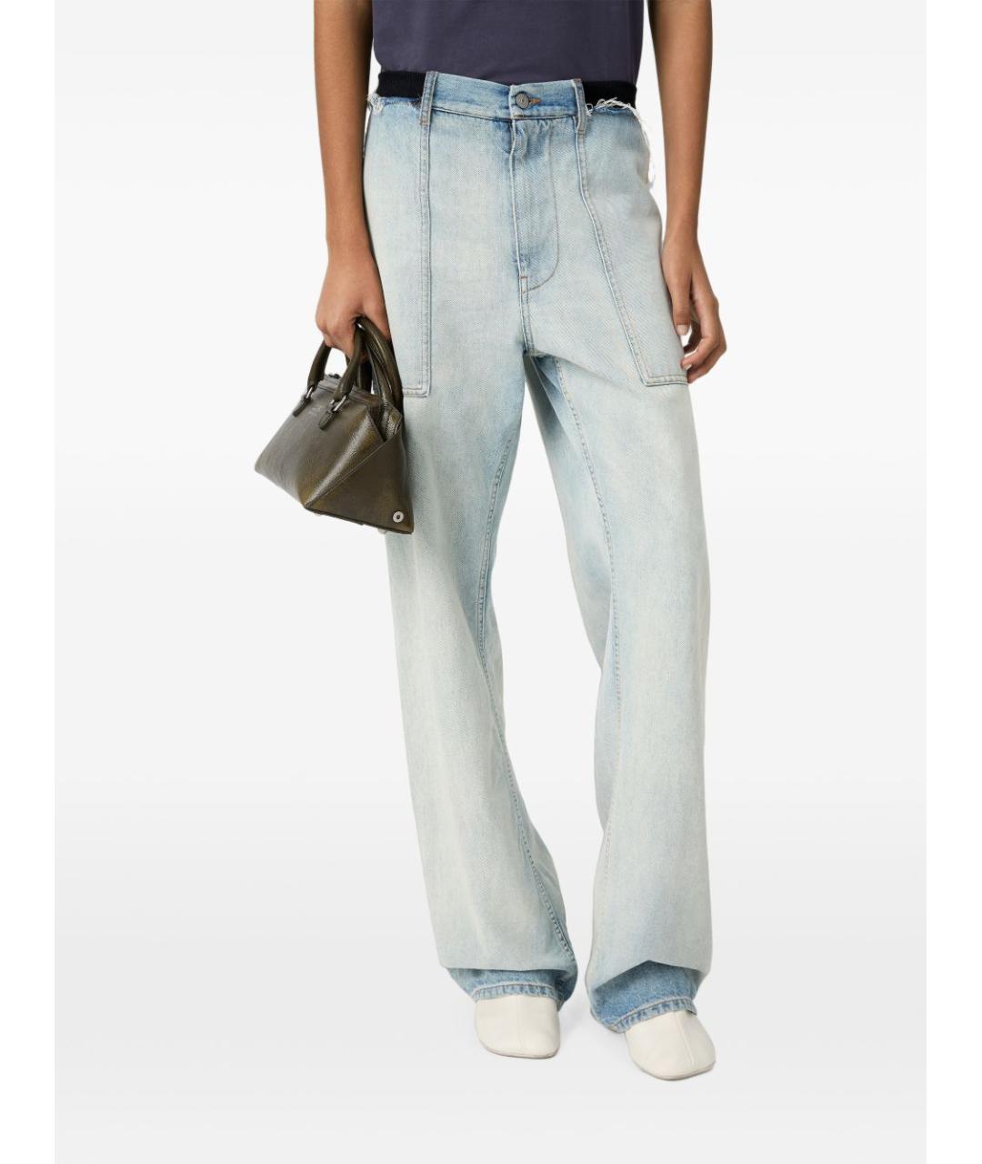 MM6 MAISON MARGIELA Голубые хлопковые прямые джинсы, фото 3