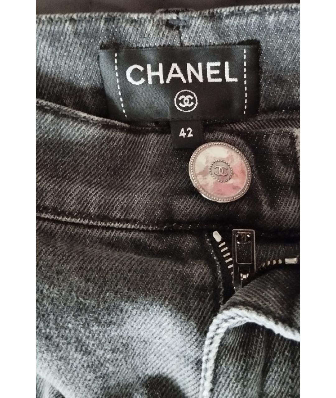 CHANEL Черные хлопко-эластановые джинсы слим, фото 4
