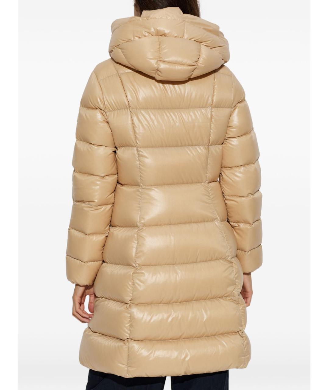 MONCLER Бежевый полиамидовый пуховик, фото 4