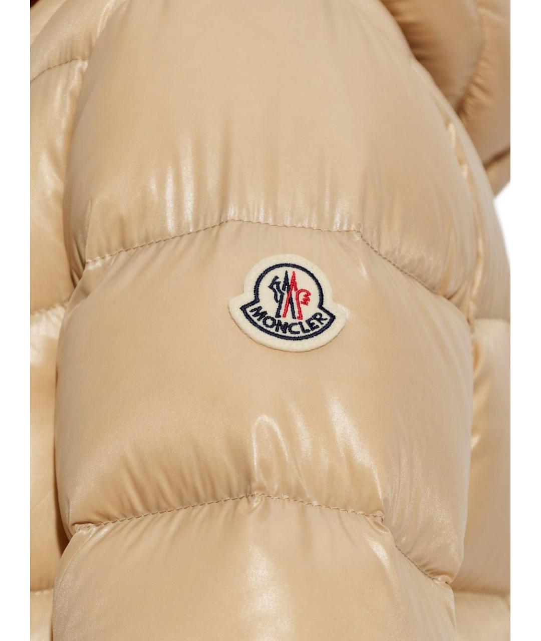 MONCLER Бежевый полиамидовый пуховик, фото 2