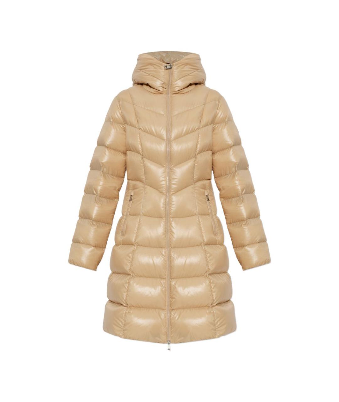 MONCLER Бежевый полиамидовый пуховик, фото 1