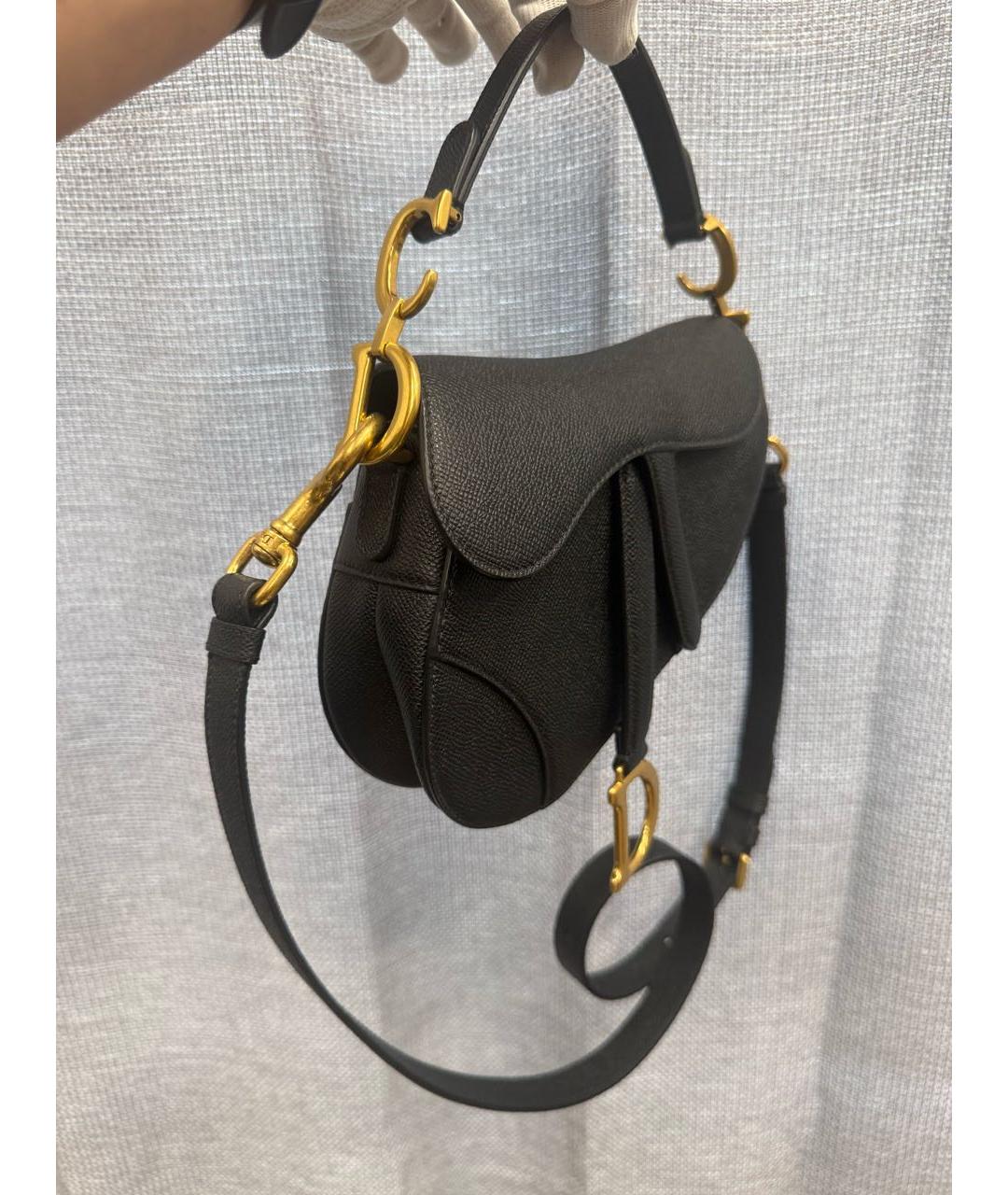 CHRISTIAN DIOR Черная кожаная сумка с короткими ручками, фото 3