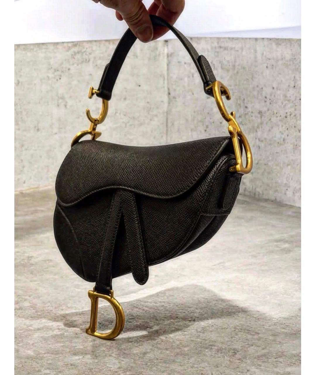 CHRISTIAN DIOR Черная кожаная сумка с короткими ручками, фото 2