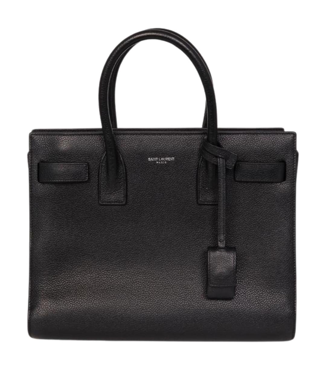SAINT LAURENT Черная кожаная сумка тоут, фото 1