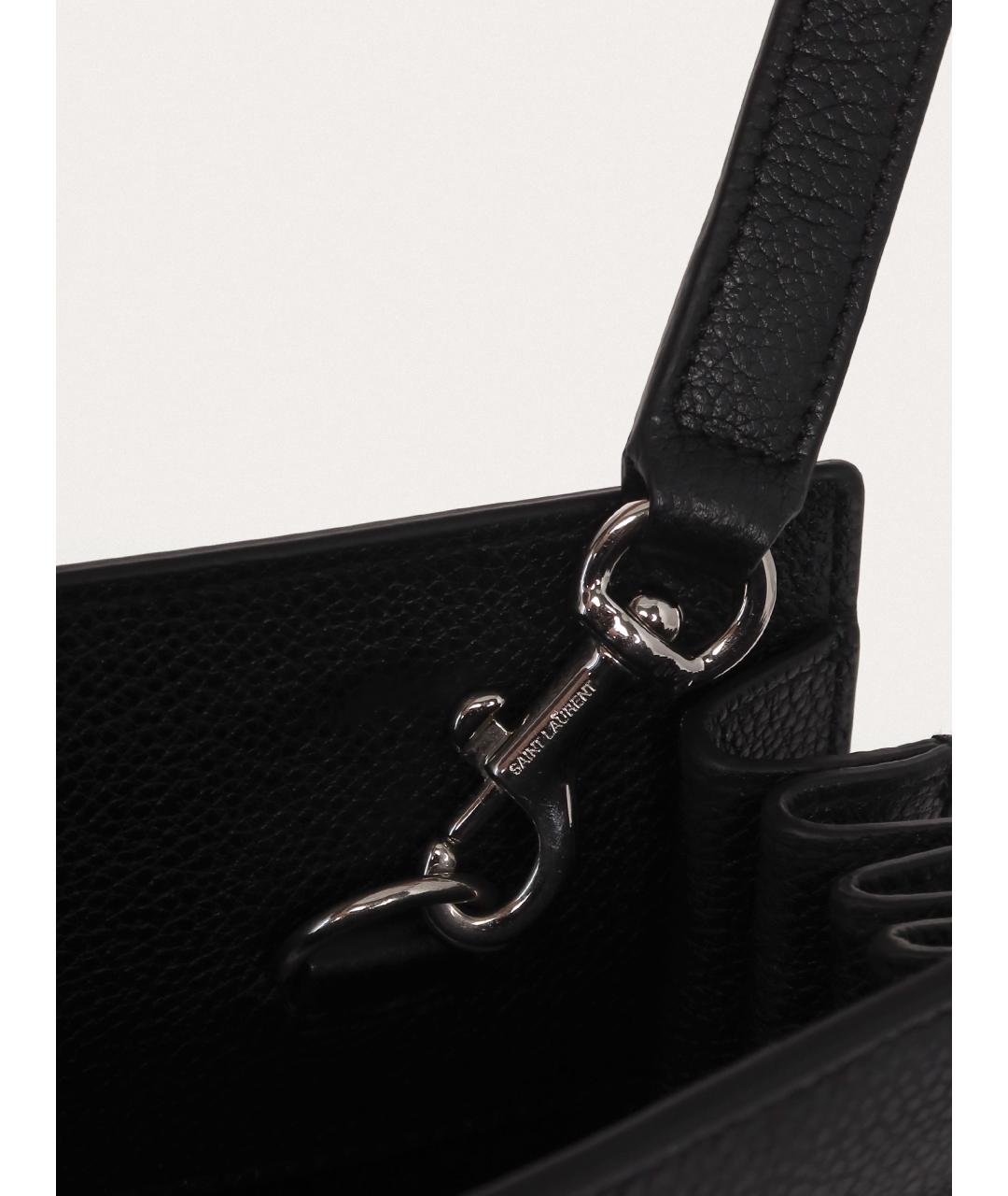 SAINT LAURENT Черная кожаная сумка тоут, фото 5