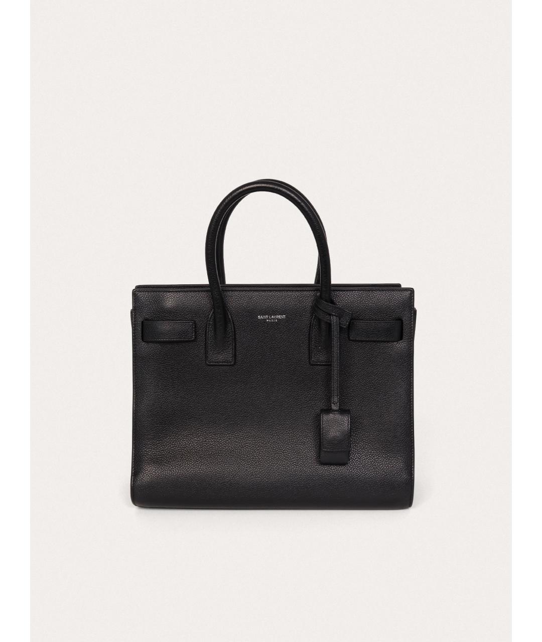SAINT LAURENT Черная кожаная сумка тоут, фото 9