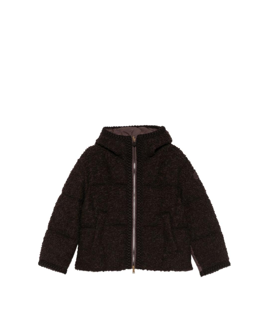 MONCLER Коричневый шерстяной пуховик, фото 6