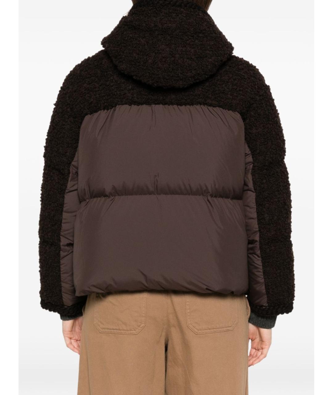 MONCLER Коричневый шерстяной пуховик, фото 4