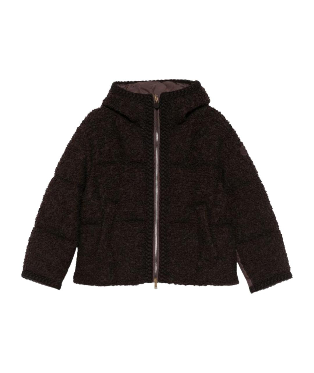 MONCLER Коричневый шерстяной пуховик, фото 1