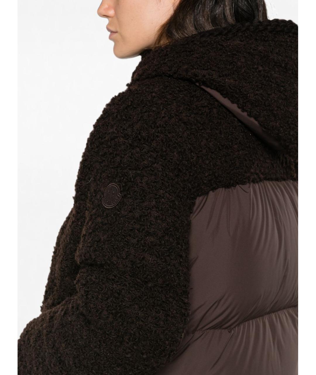 MONCLER Коричневый шерстяной пуховик, фото 3