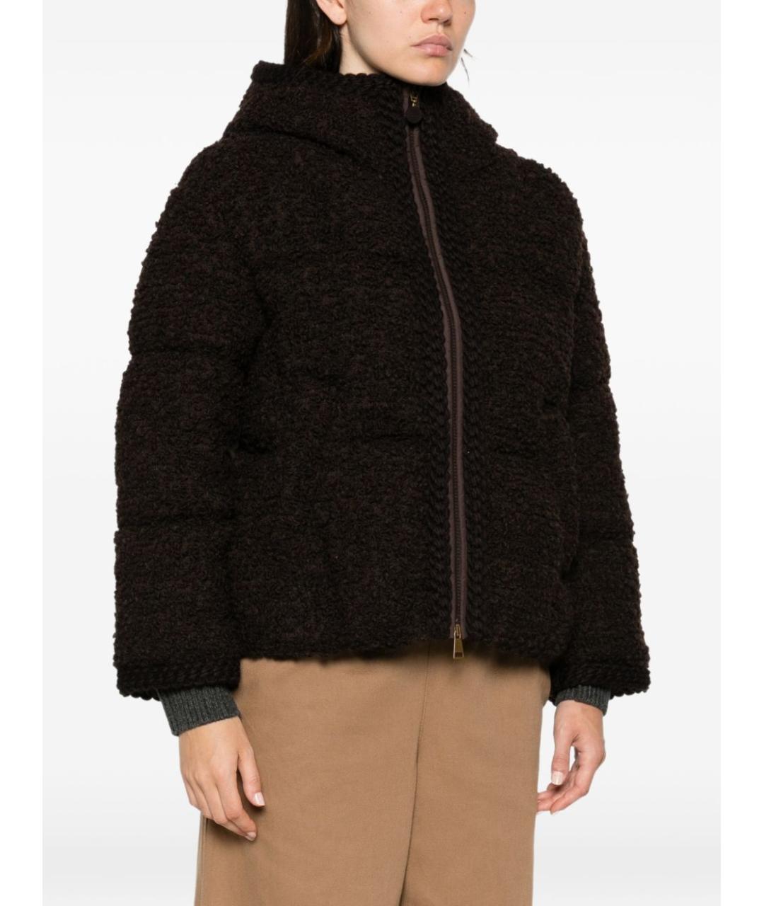 MONCLER Коричневый шерстяной пуховик, фото 5