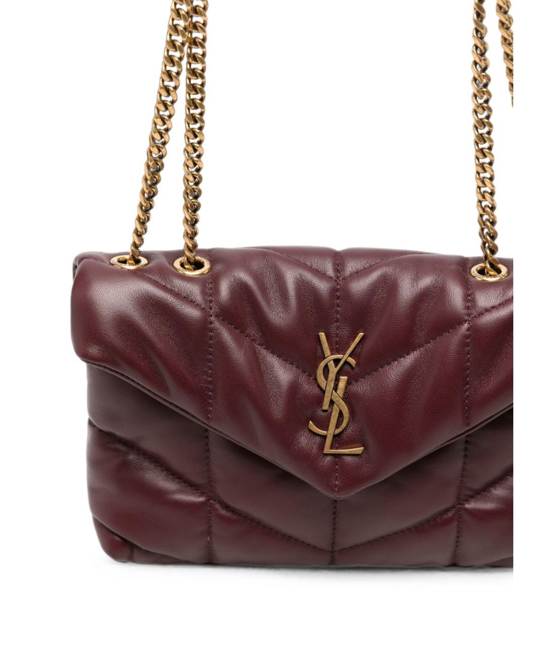 SAINT LAURENT Бордовая кожаная сумка через плечо, фото 3