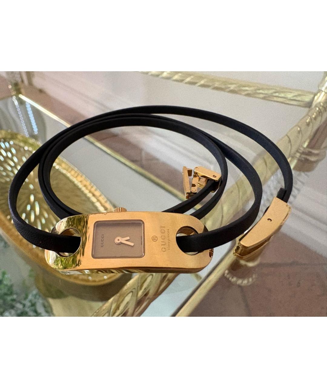 GUCCI Черные кожаные часы, фото 3