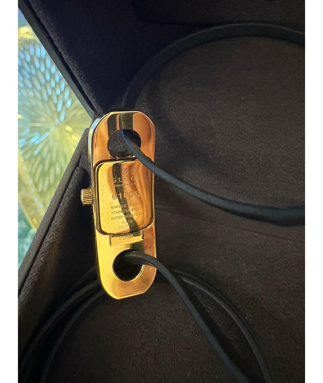 GUCCI Черные кожаные часы, фото 4