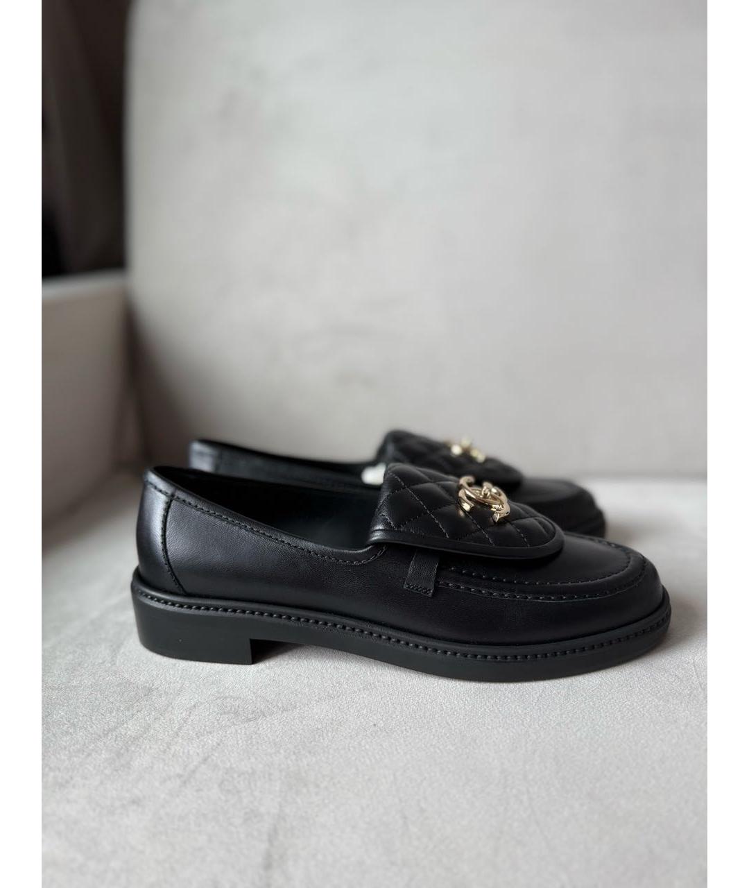 HERMES Черные кожаные лоферы, фото 1