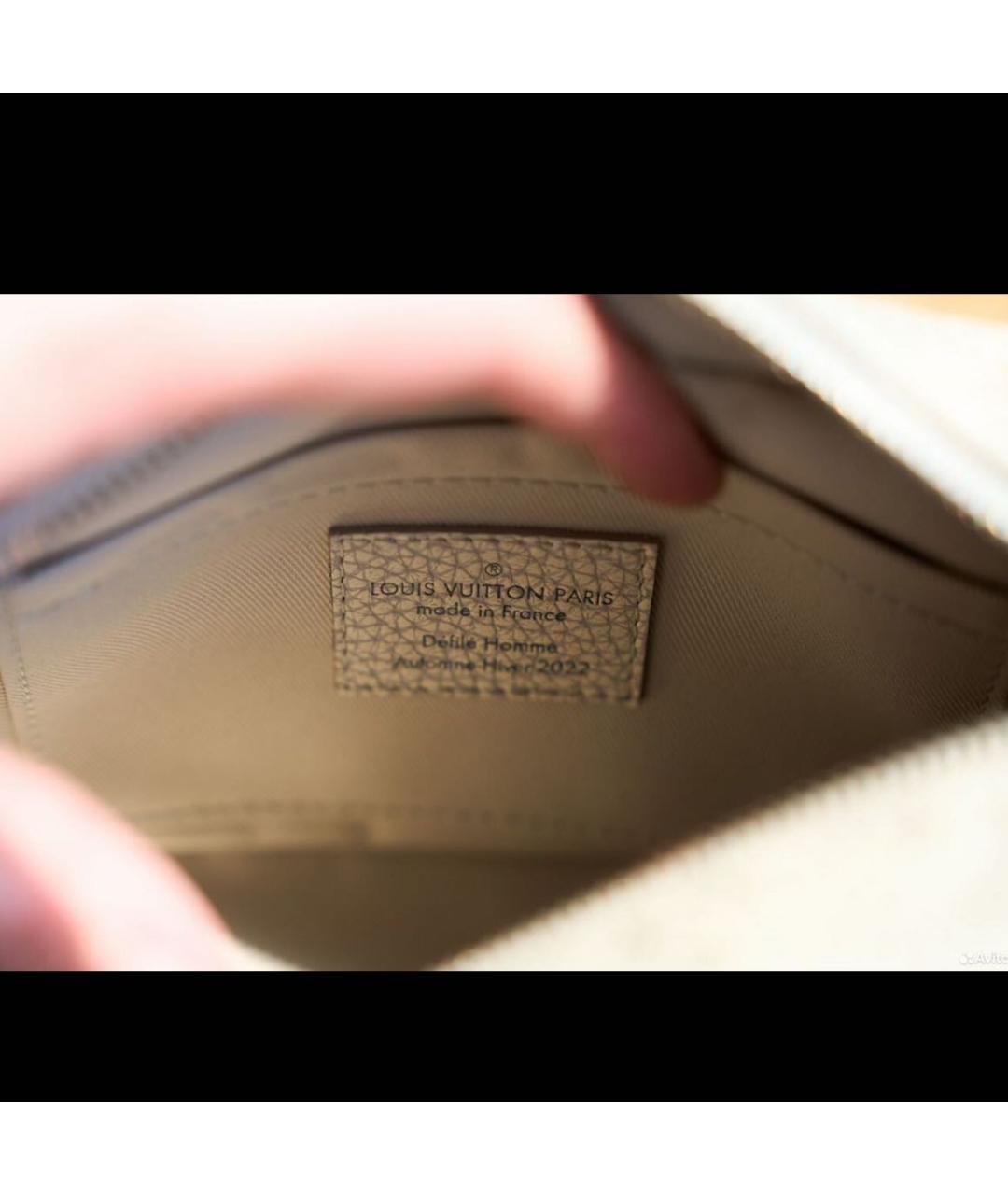 LOUIS VUITTON Бежевая кожаная сумка через плечо, фото 4