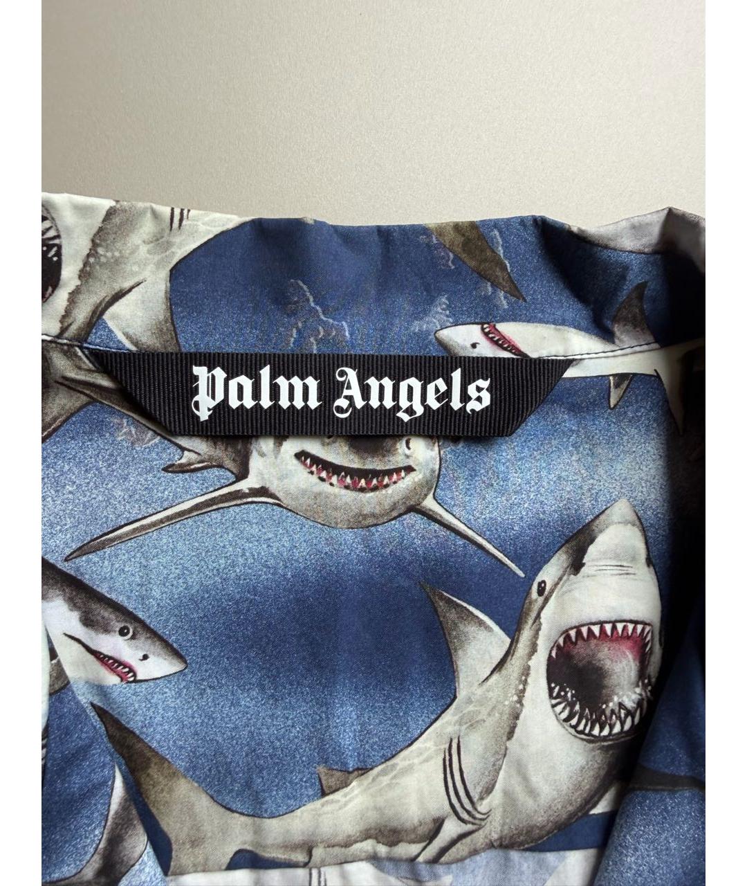 PALM ANGELS Темно-синяя хлопко-полиэстеровая кэжуал рубашка, фото 3