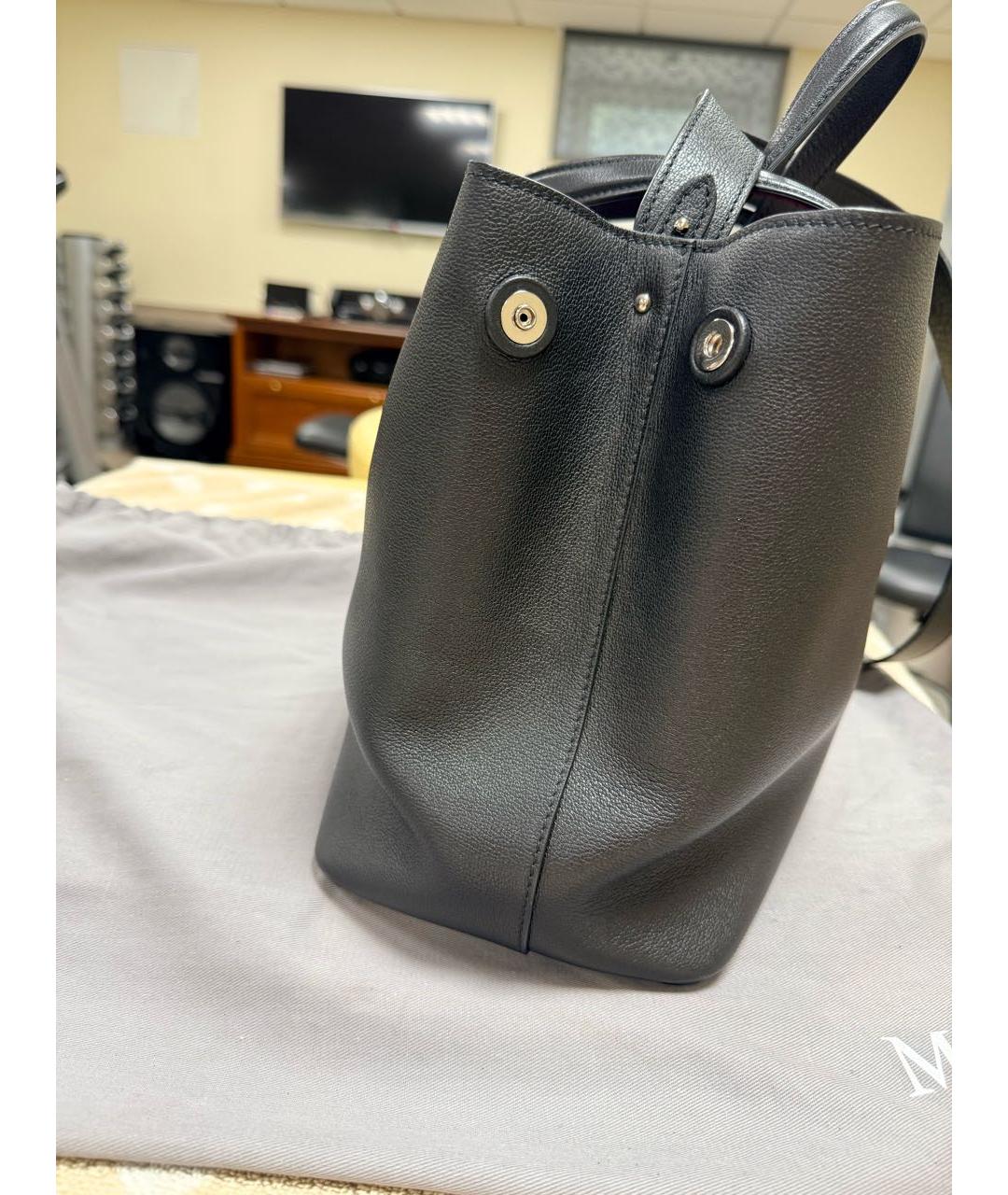 MAX MARA Черная кожаная сумка тоут, фото 3