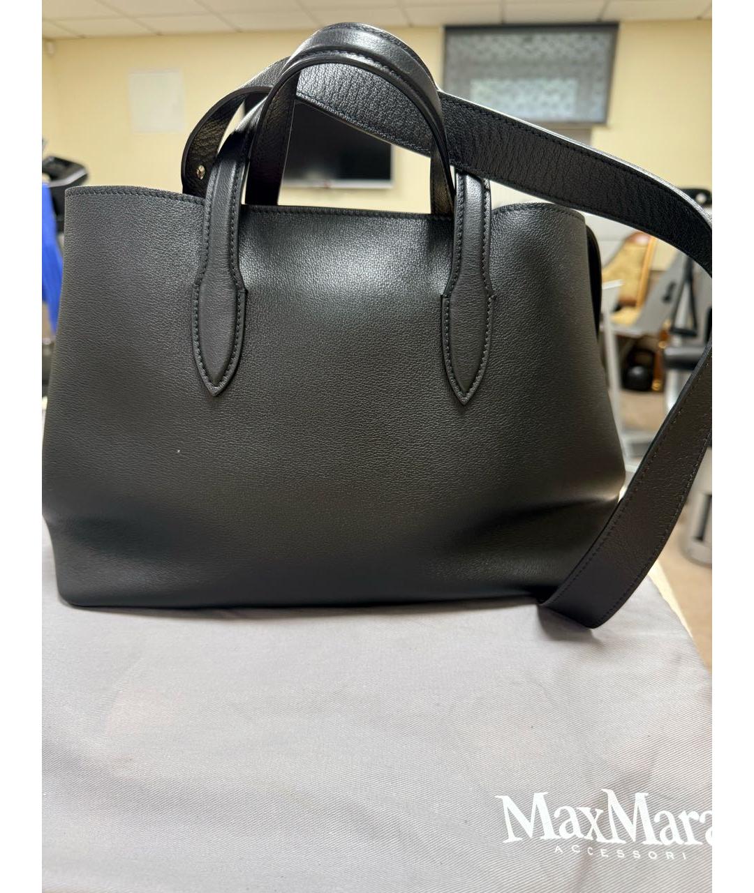 MAX MARA Черная кожаная сумка тоут, фото 2