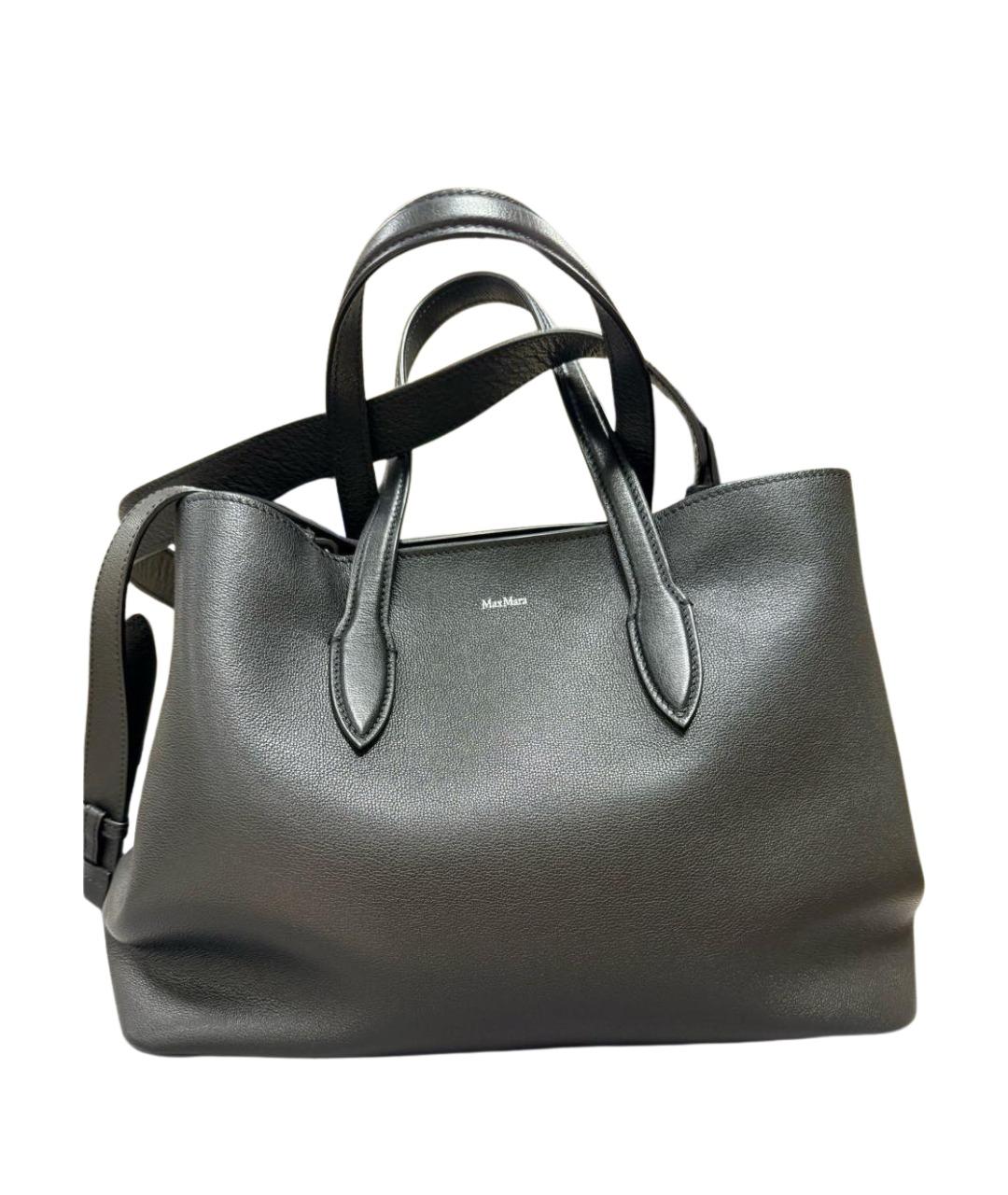 MAX MARA Черная кожаная сумка тоут, фото 1