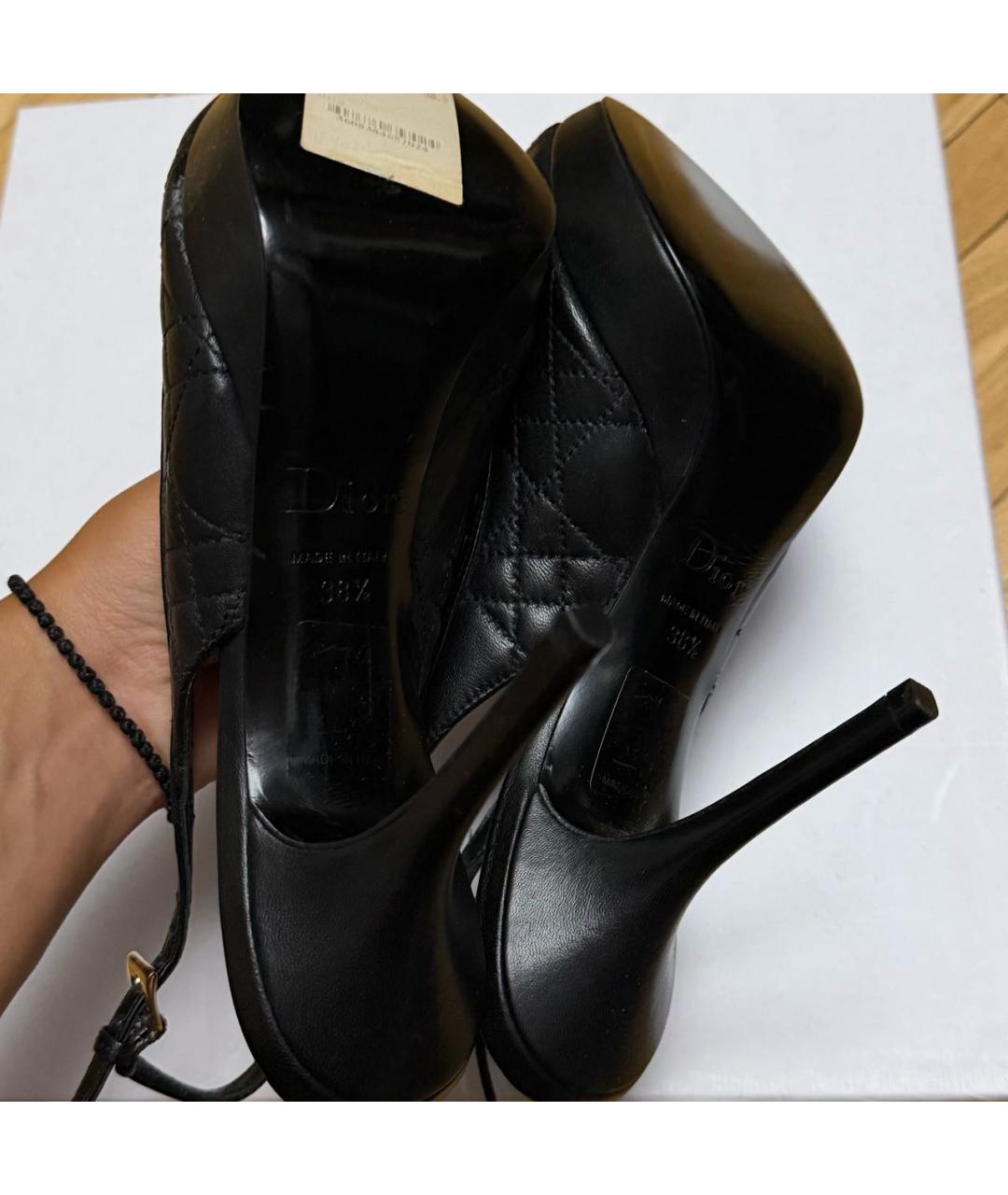 CHRISTIAN DIOR Черные кожаные босоножки, фото 4