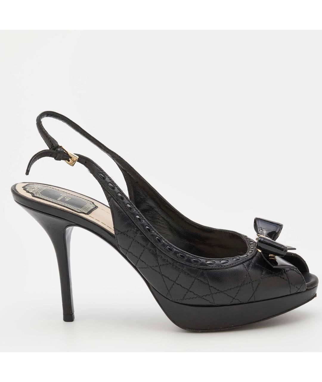 CHRISTIAN DIOR Черные кожаные босоножки, фото 7