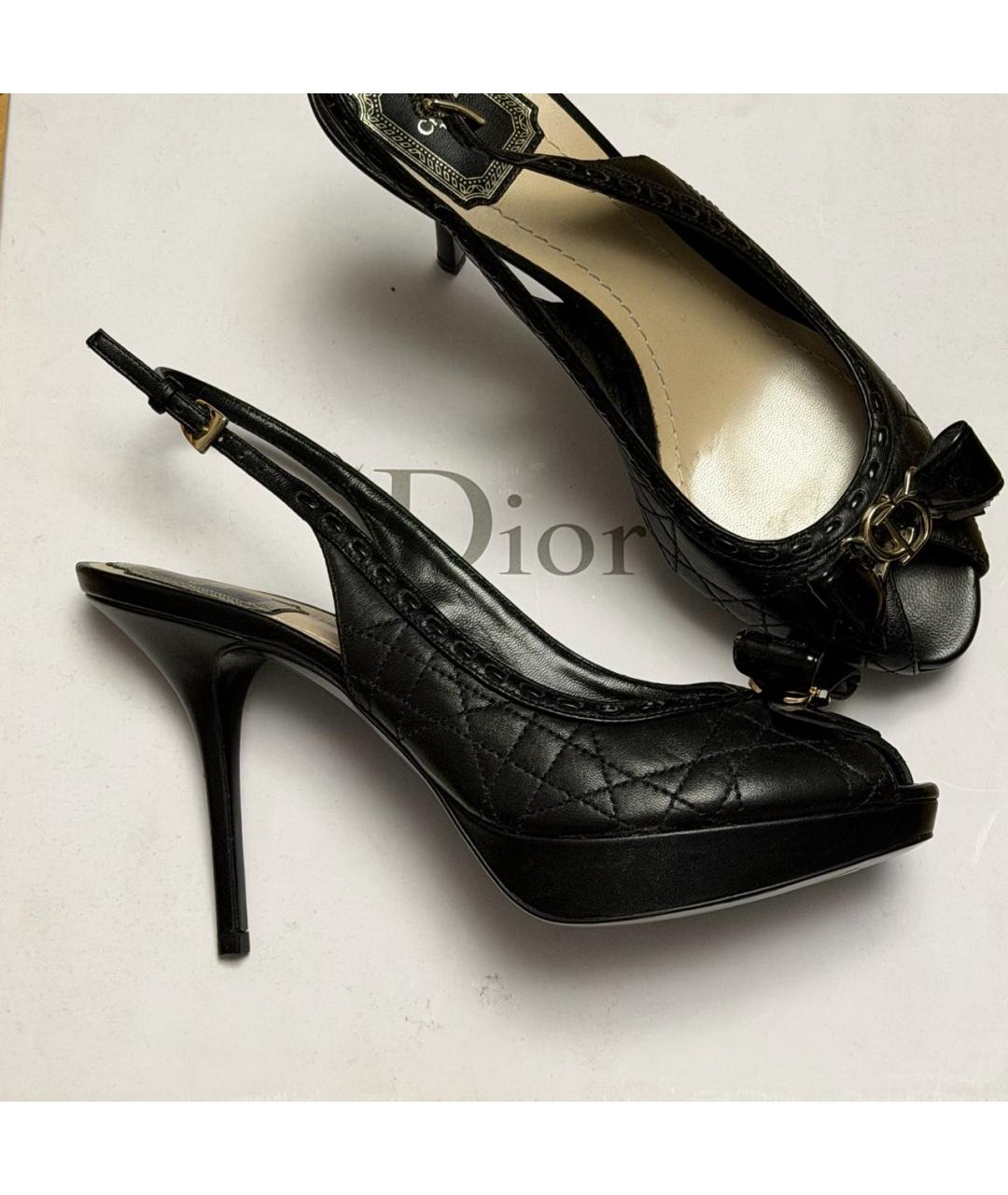 CHRISTIAN DIOR Черные кожаные босоножки, фото 5