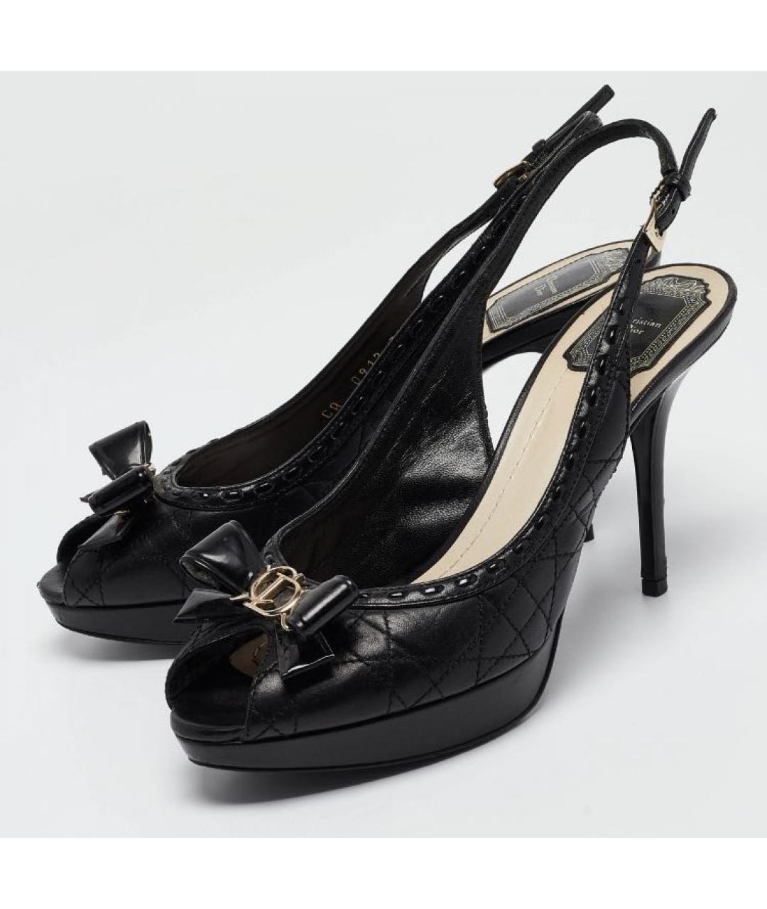 CHRISTIAN DIOR Черные кожаные босоножки, фото 2