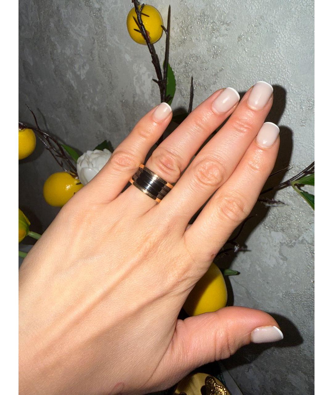 BVLGARI Черное кольцо из розового золота, фото 2