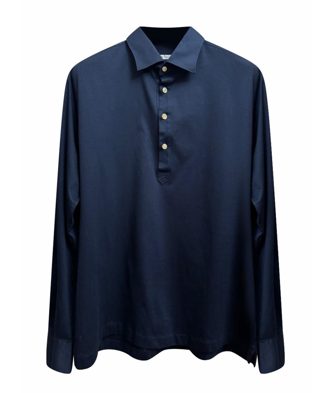 KITON Темно-синяя хлопковая кэжуал рубашка, фото 1