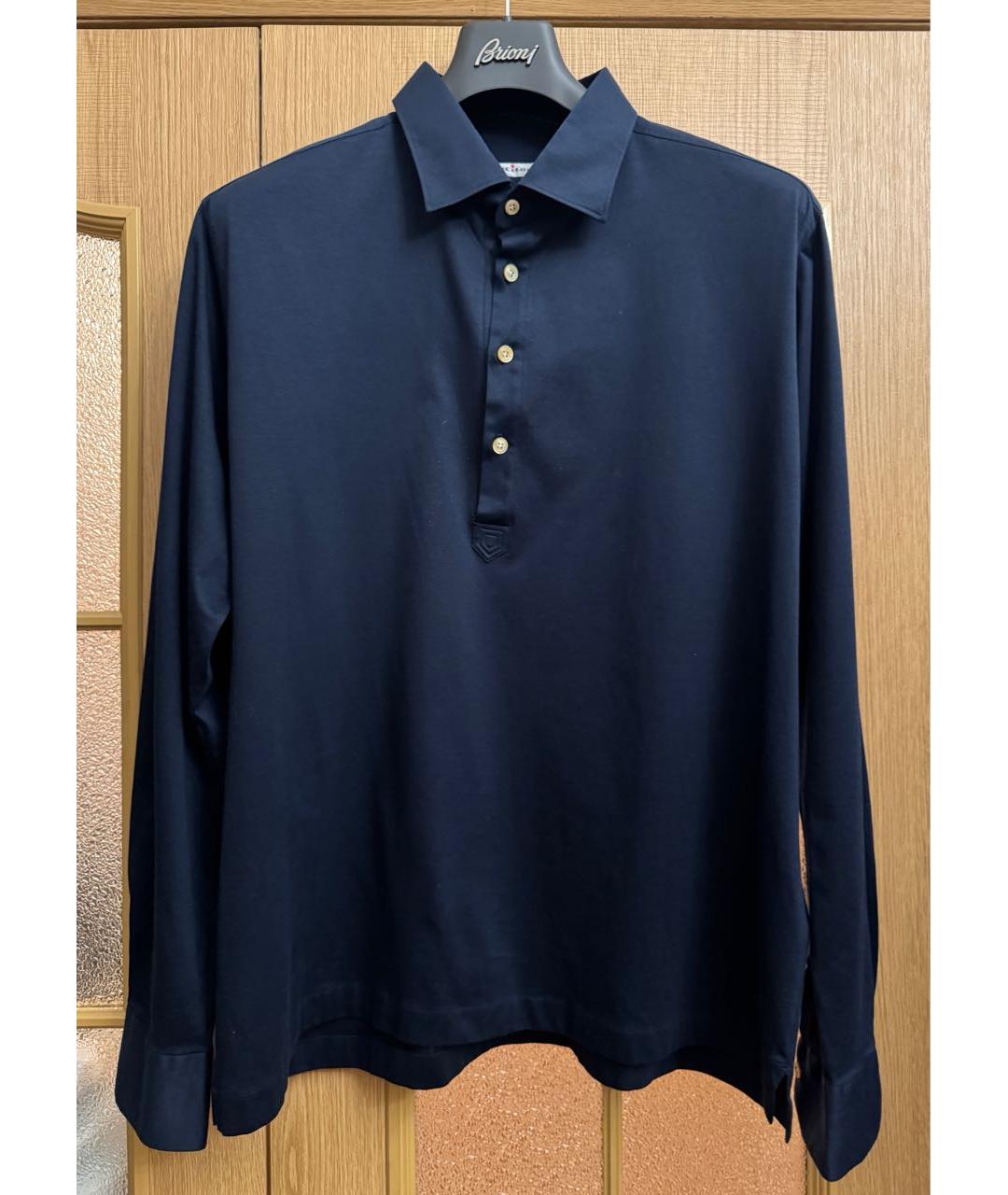 KITON Темно-синяя хлопковая кэжуал рубашка, фото 7