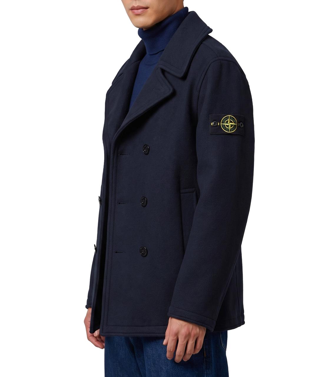 STONE ISLAND Темно-синее шерстяное пальто, фото 2