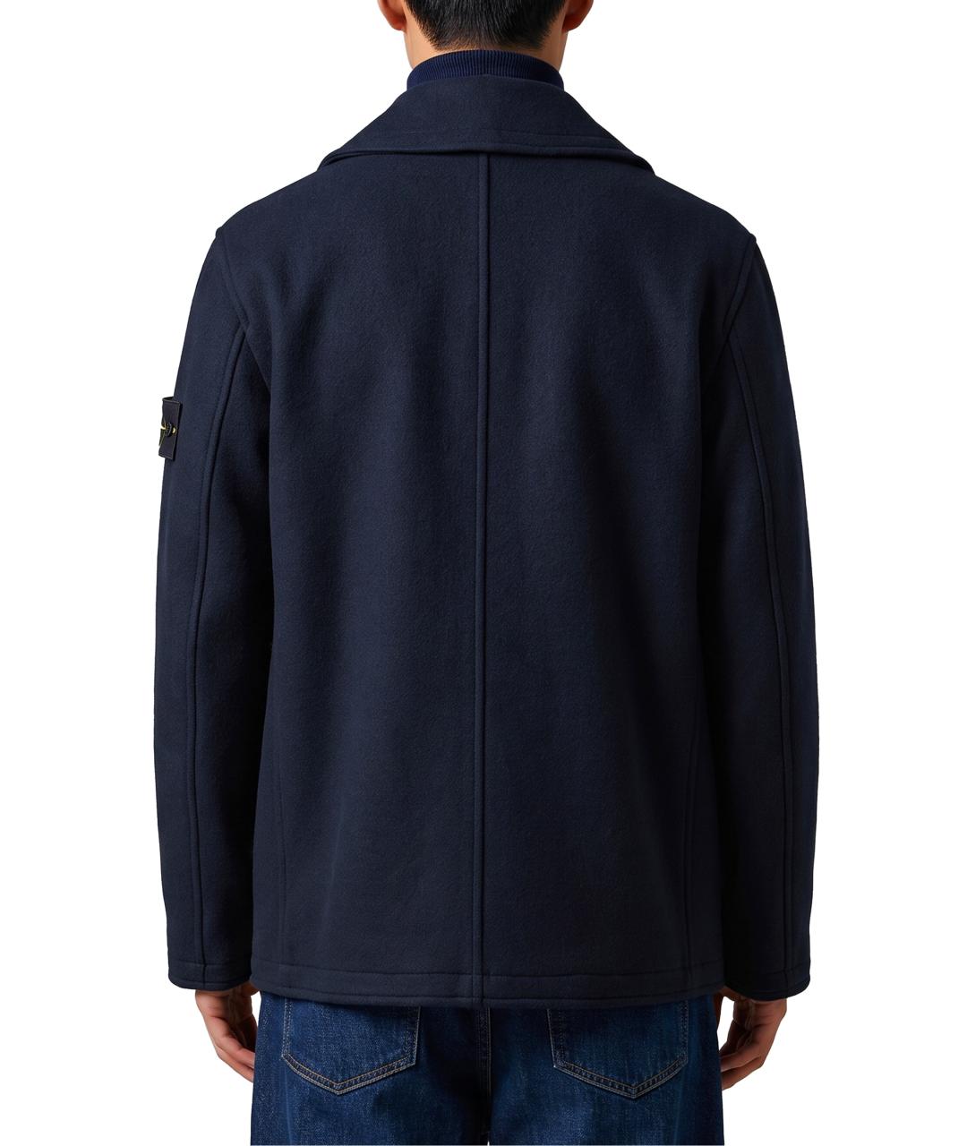 STONE ISLAND Темно-синее шерстяное пальто, фото 3